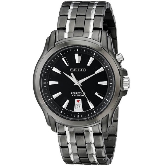 Seiko Men's Black Dial Perpetual Calendar Watch - Picture 1 of 4